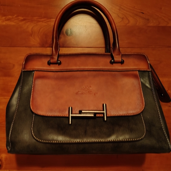 Hema Bags Handbags - Hema Bags Travel Satchel Brown And Dark Gray Pre Owned